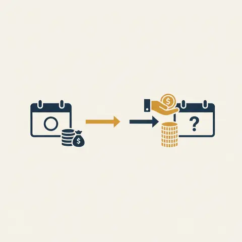 Diagram contrasting accrued income (earned but not received) and unearned income (received but not yet earned).