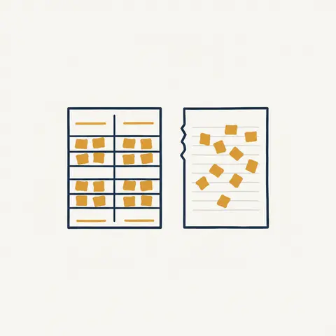Diagram contrasting a complete double-entry ledger with a rough single-entry notebook.