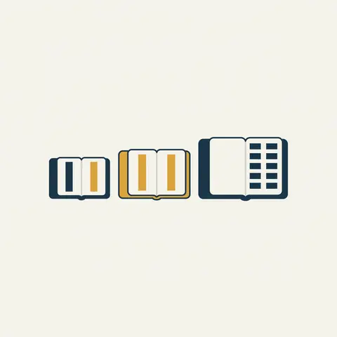Three cash book formats shown side by side, growing from one to two to three columns