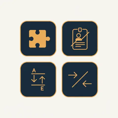 Four types of accounting errors shown as labelled boxes with icons