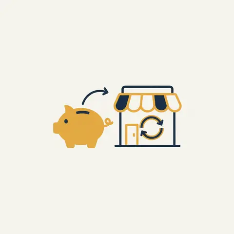 Diagram showing owner savings and retained earnings flowing into a business