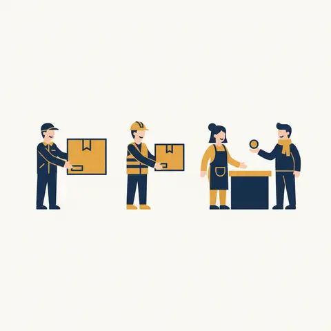 Relay race diagram showing factory, wholesaler, retailer, and consumer passing goods down the chain.