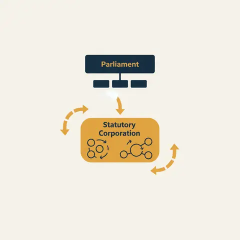 Diagram showing how Parliament creates a statutory corporation and the flow of accountability