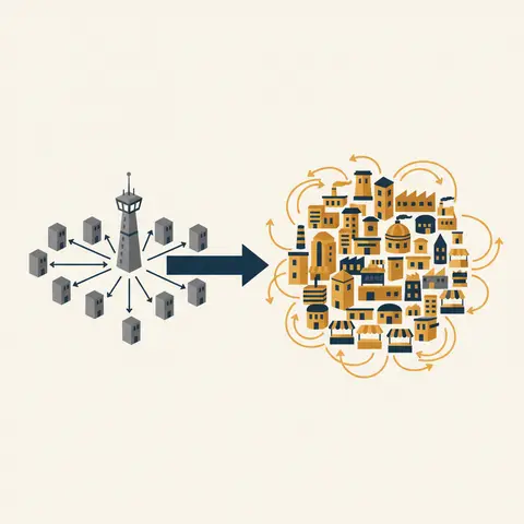 Diagram showing China's shift from a centralised command economy to market-oriented reforms in 1978