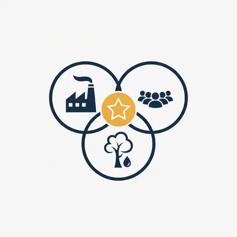 Venn diagram of the three pillars of sustainable development: economy, society, and environment overlapping at the centre