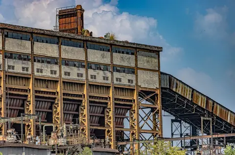 Historic photograph of the Bhilai Steel Plant, one of India's first major public sector industrial projects after independence