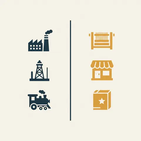 Diagram illustrating a mixed economy with government sectors on one side and private sectors on the other.