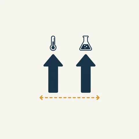 Diagram showing two variables rising together connected by a two-headed dashed line, illustrating correlation without causation