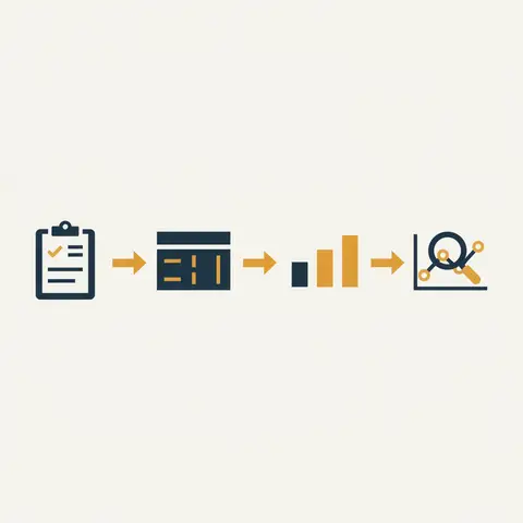 Four-stage pipeline diagram: collect, organise, present, analyse.