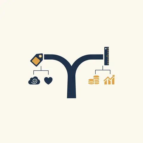 Tree diagram splitting data into qualitative and quantitative branches with simple icons.
