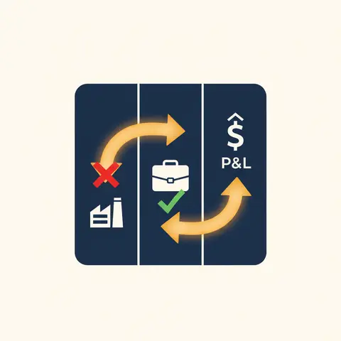 A diagram showing a P&L asset gain being removed from operating activities and correctly placed in investing activities