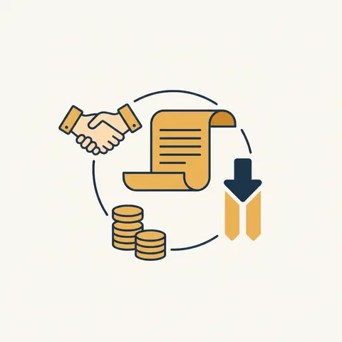 A partnership deed document connected to symbols of agreement, capital contribution, and profit division.