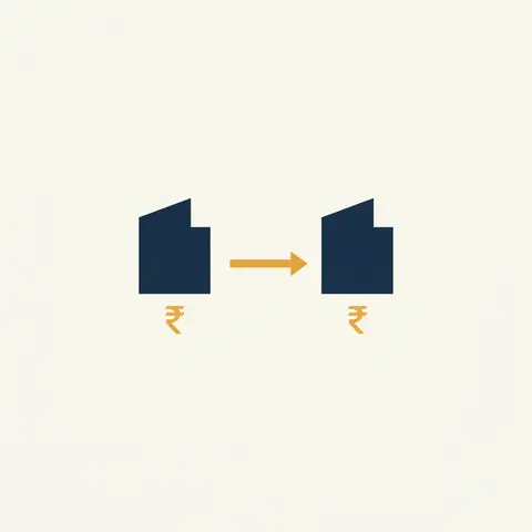 Diagram showing an asset's book value increasing to its current market value after revaluation