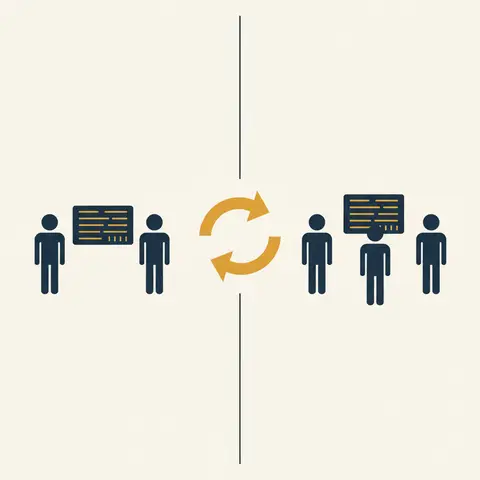 Diagram showing a two-partner firm becoming a three-partner firm with a fresh set of accounts.