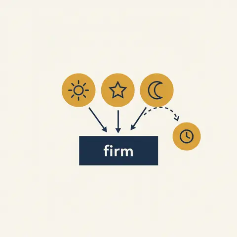 Diagram showing one partner leaving while two remaining partners continue in the reconstituted firm