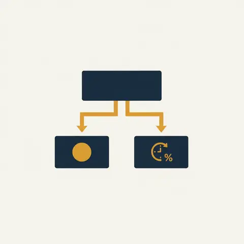 Diagram showing two settlement options: immediate bank payment or transfer to a loan account with interest