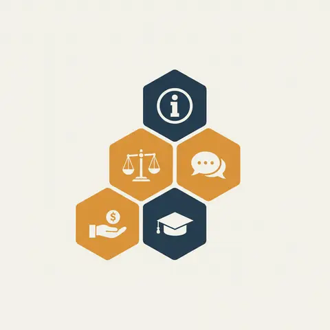 Six hexagons representing the six consumer rights under the 2019 Act