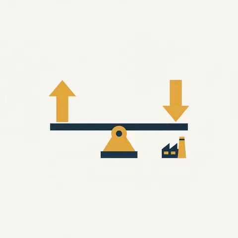 Seesaw diagram showing that when the repo rate rises, business borrowing falls