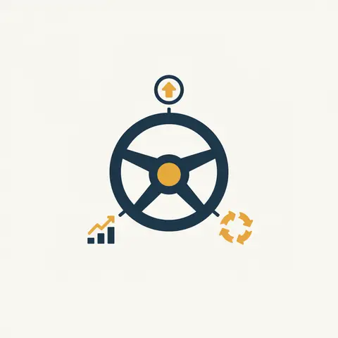 Diagram of a steering wheel with three spokes representing the three financial decisions
