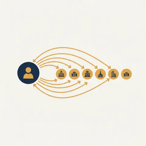 Diagram showing how one owner's guidelines scale out to many branches