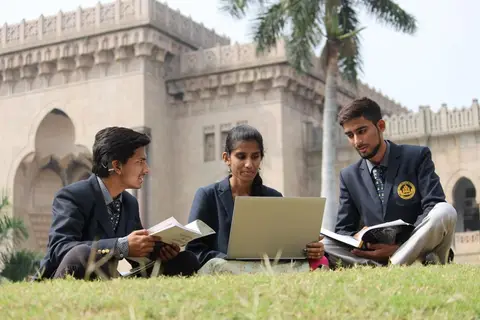 Students at a campus recruitment event in India.