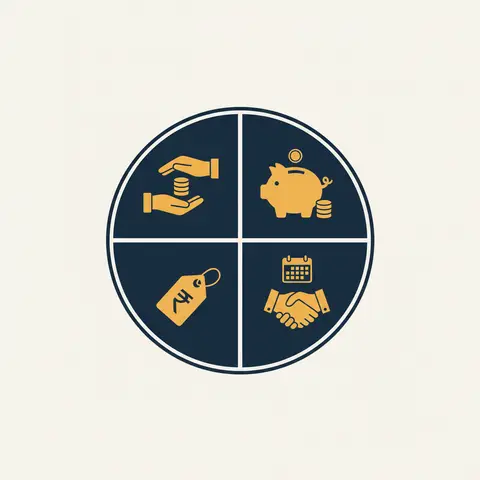 Diagram showing the four functions of money as four quadrants