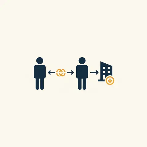 Diagram showing two parties drawing an accommodation bill on each other and one party discounting it at a bank
