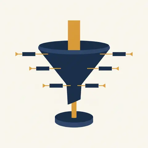 Funnel diagram showing gross profit reduced by indirect expenses to produce net profit