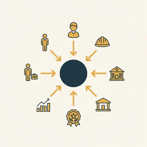 Diagram showing accounting information at the centre with arrows to different users: owner, manager, bank, tax department, investor, and employee
