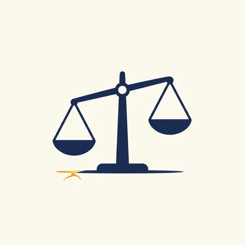 Balance scale showing equal sides but with a hidden flaw under one pan to represent errors a balanced trial balance cannot reveal