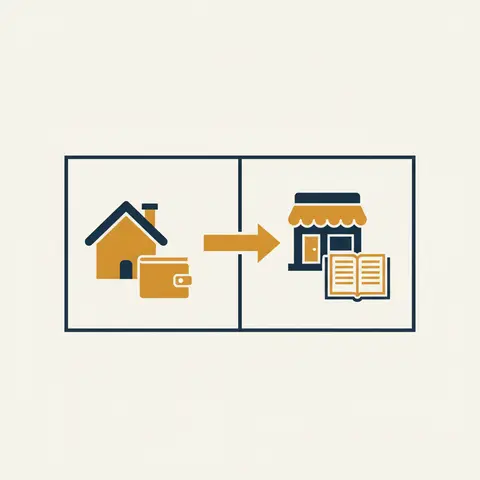 Diagram showing a clear wall between an owner and their business, with a capital arrow crossing it.