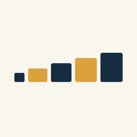 A row of five boxes increasing in size, representing the five forms of business organisation