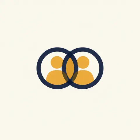 Two people each protected by their own shield, overlapping in the centre to show a shared but protected partnership