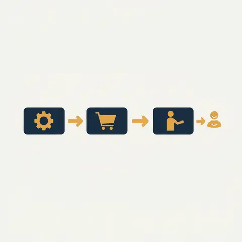 A flow diagram showing Industry producing goods, Commerce distributing them, and Services supporting people