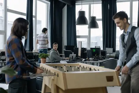 Young employees working in an Indian startup office