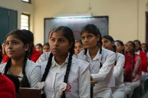 Students studying in an Indian classroom