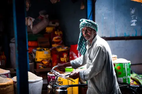 A ration shop in India distributing subsidised food grains to BPL families
