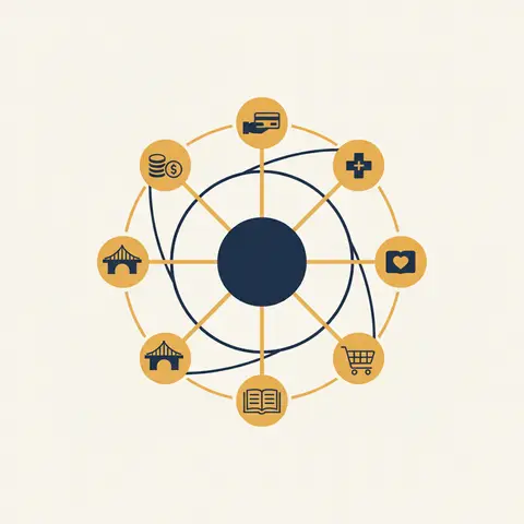 A wheel diagram showing rural poverty at the centre connected to six causes: income, credit, health, education, infrastructure, and market access.