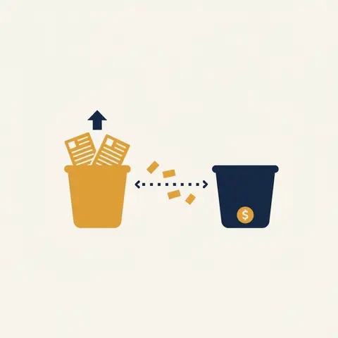 Diagram showing profit bucket full and cash bucket nearly empty, illustrating the gap between accrual profit and actual cash.