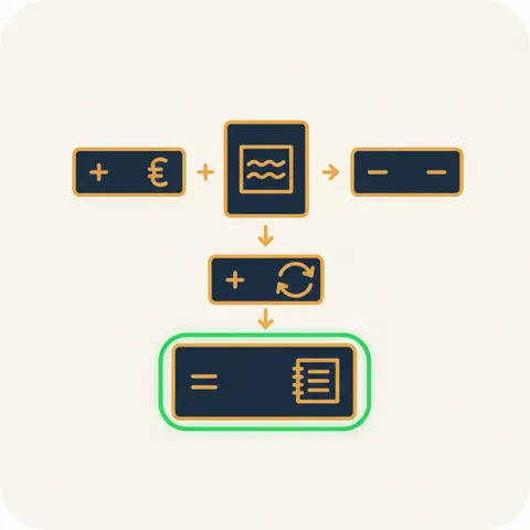 Diagram showing the cash flow reconciliation: operating plus investing plus financing cash equals the closing balance sheet cash.
