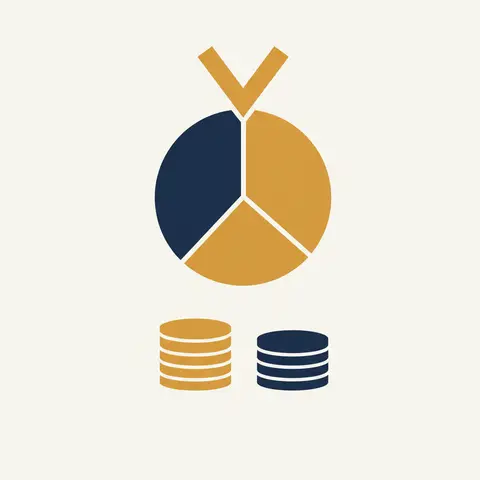 Pie chart showing realisation loss divided in profit-sharing ratio between two partners