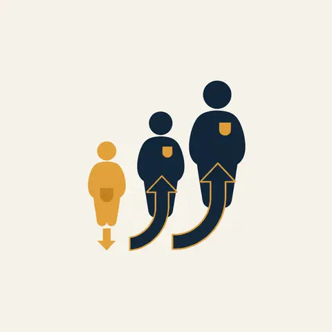 Diagram showing two solvent partners absorbing the shortfall from an insolvent partner