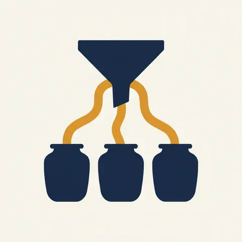 Net profit flowing through an appropriation funnel into partners' shares.