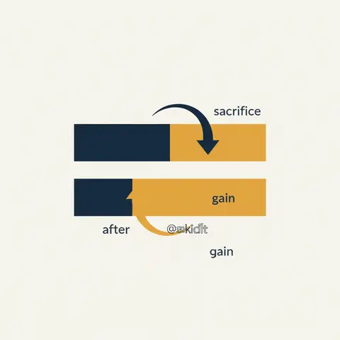 Bar chart comparing old and new profit shares, highlighting the sacrificed slice and the gained slice.