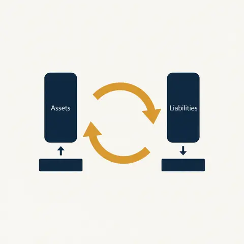 Balance sheet diagram distinguishing calls in arrears as an asset from calls in advance as a liability