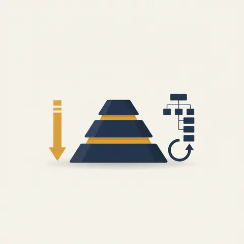 Pyramid diagram showing three levels of planning — strategic at the top, tactical in the middle, and operational at the base — alongside a seven-step circular planning process flowchart.