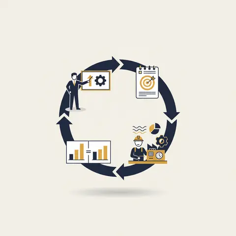 A circular diagram showing the four steps of the controlling process — Set Standard, Measure Performance, Compare Actual vs Standard, and Take Corrective Action — connected by clockwise arrows to show it is a continuous cycle.